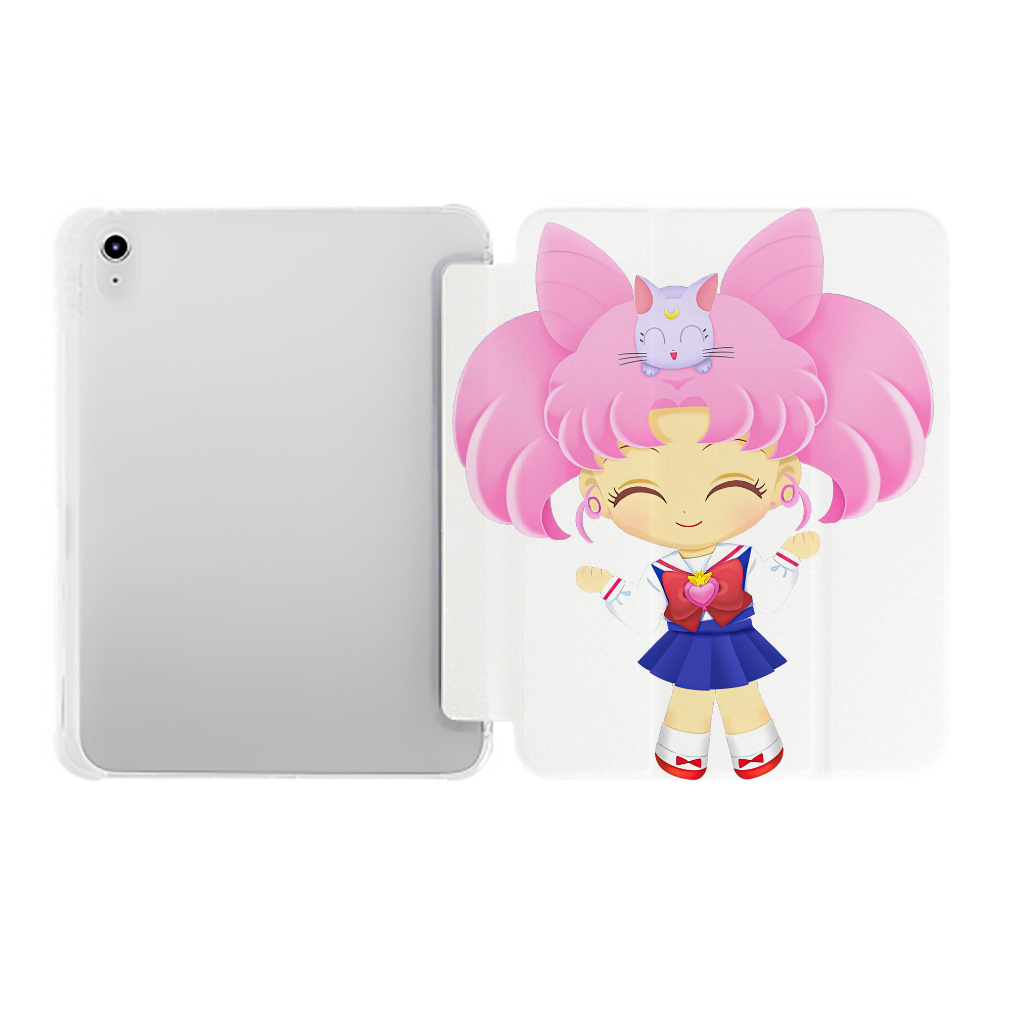（画像用） 美少女戦士セーラームーン ちびうさ Sailor Moon Chibiusa Tsukino Usagi Small Lady Serenity IPad ケース ペン収納付き 三つ折りスタンド PUレザー×シリコン 対応機種9.5/10.5/10.9インチ